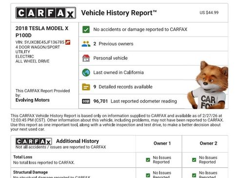 Used 2018 Tesla Model X P100D image 2