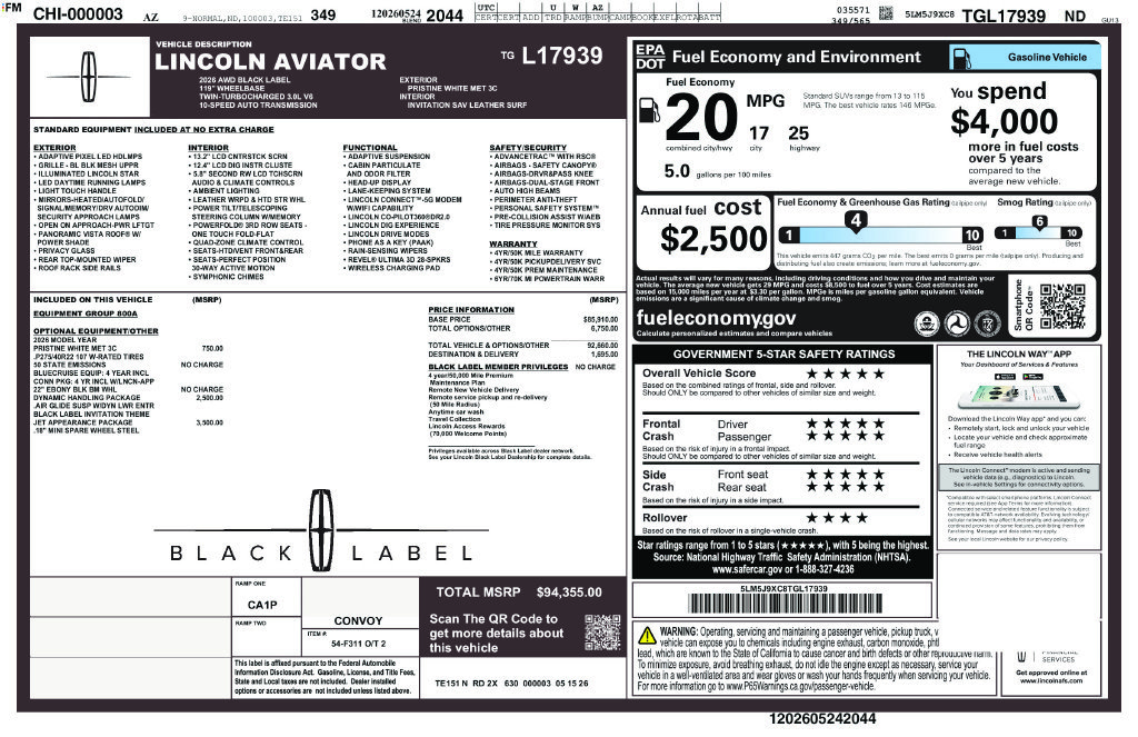 Used 2026 Lincoln Aviator Black Label w/ Jet Appearance Package AWD/4WD image 4