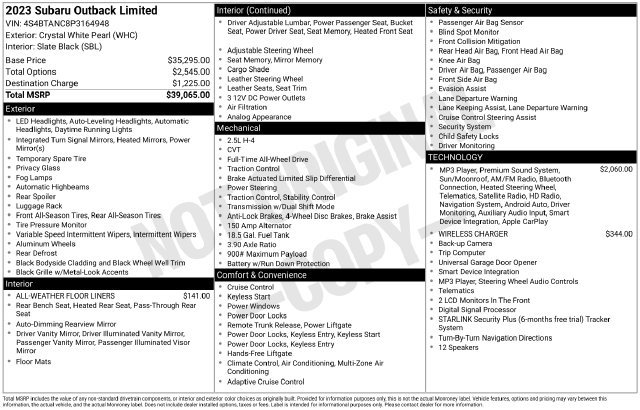 Certified 2023 Subaru Outback Limited AWD/4WD image 37