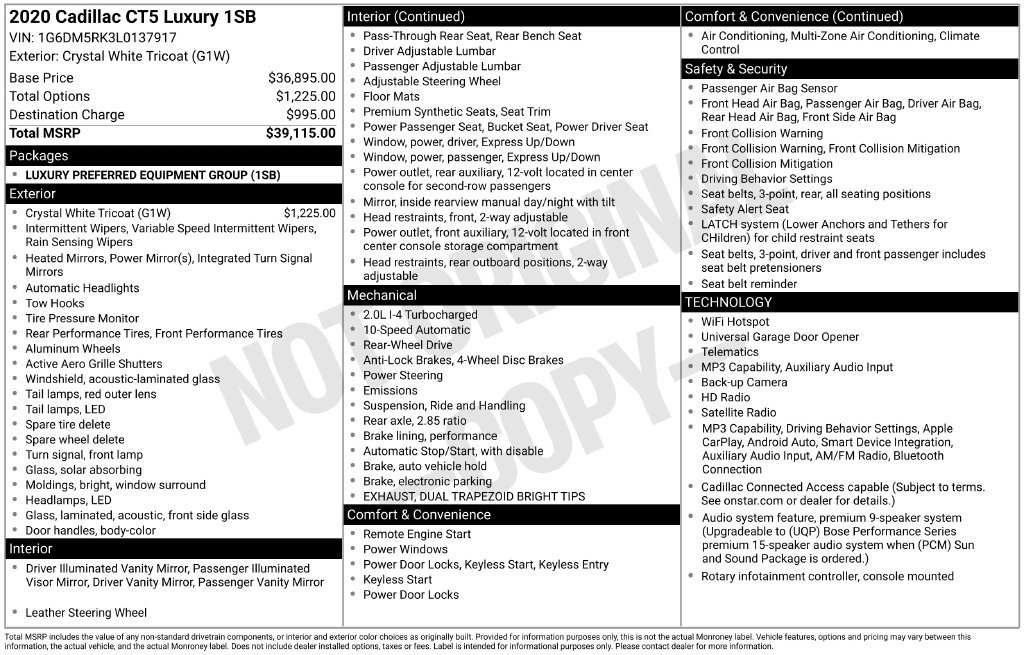 Certified 2020 Cadillac CT5 Luxury RWD image 21