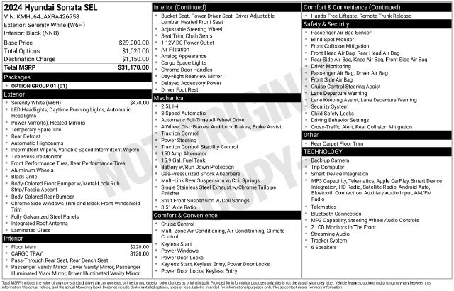 Used 2024 Hyundai Sonata SEL AWD/4WD image 5