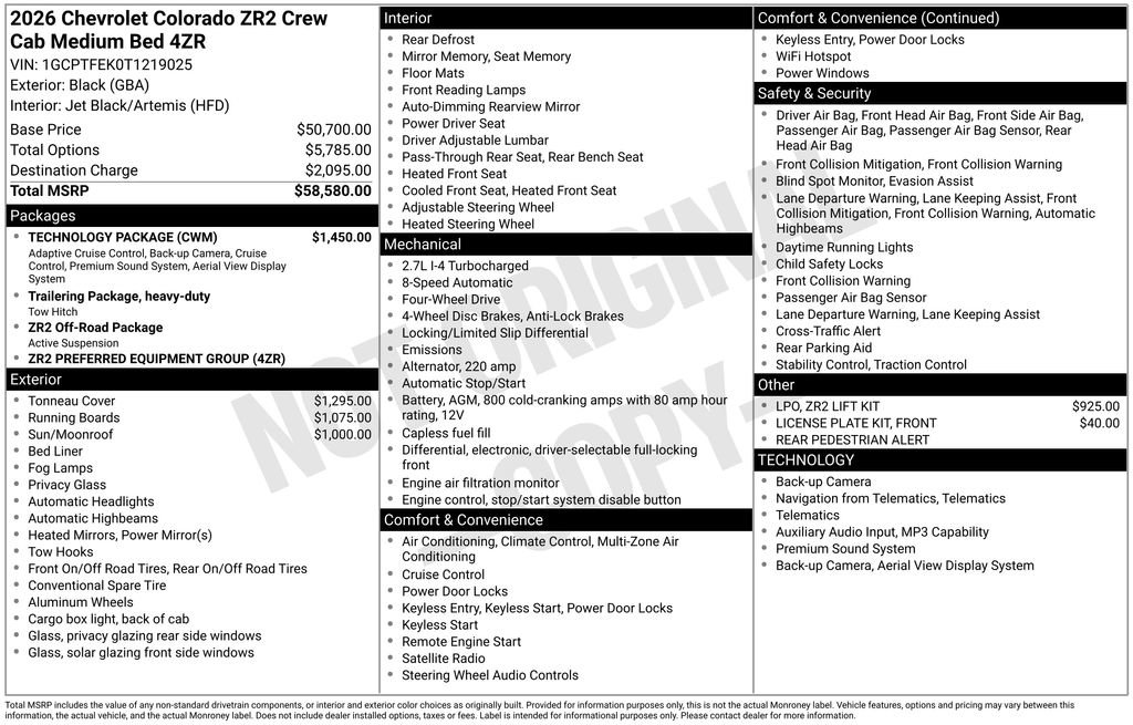 New 2026 Chevrolet Colorado ZR2 w/ Technology Package AWD/4WD image 24