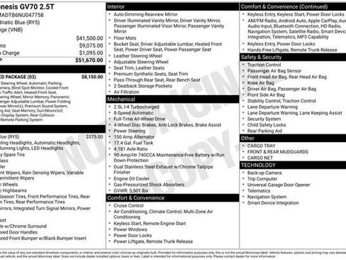 Used 2022 Genesis GV70 2.5T w/ Advanced Package image 2