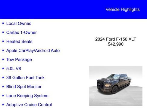 Used 2024 Ford F150 XLT w/ Equipment Group 302A MID RWD image 2