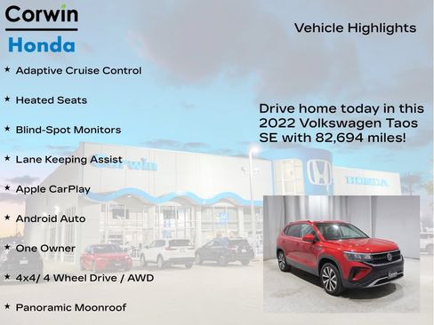 Used 2022 Volkswagen Taos SE AWD/4WD image 6