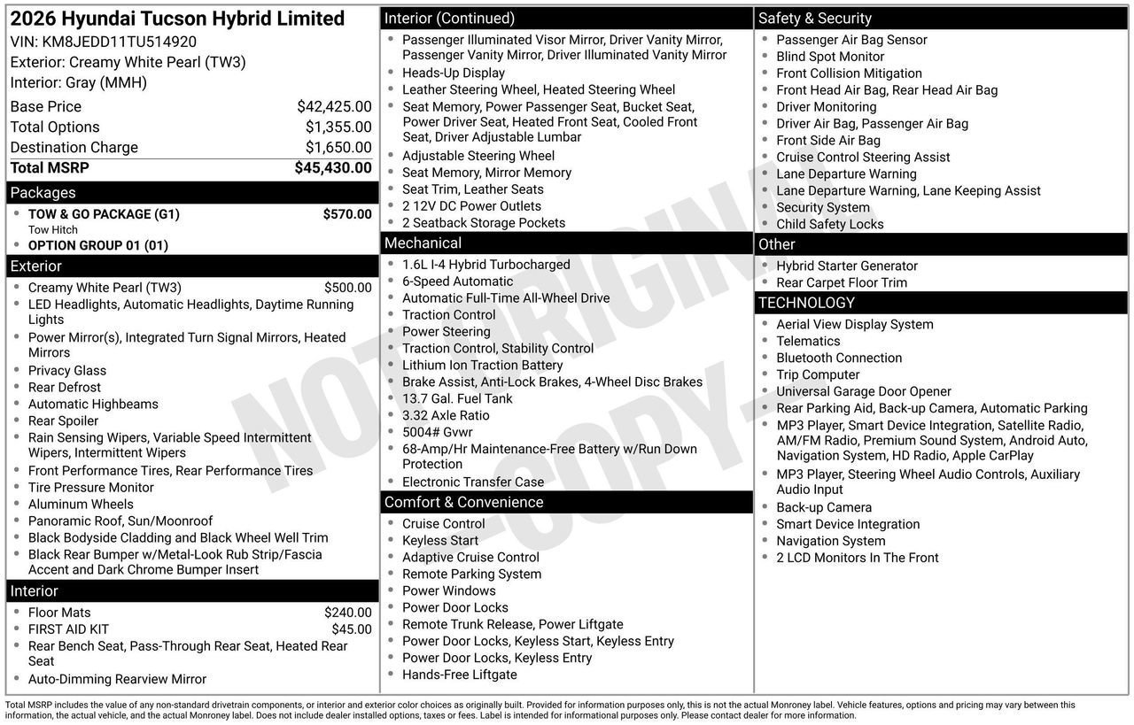 New 2026 Hyundai Tucson Limited w/ Tow & Go Package AWD/4WD image 4