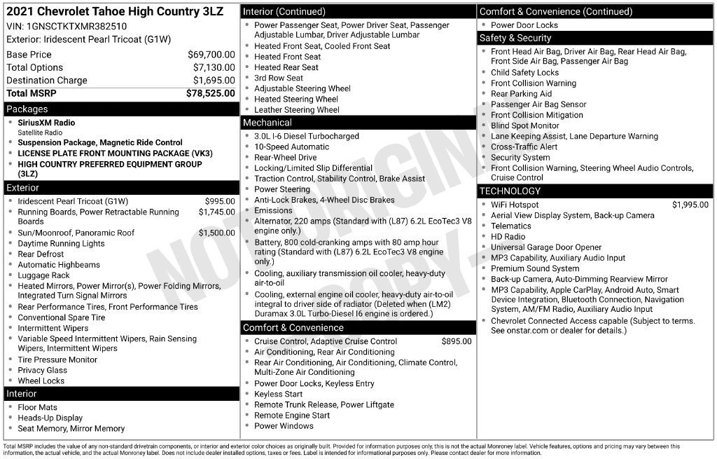 Used 2021 Chevrolet Tahoe High Country RWD image 2
