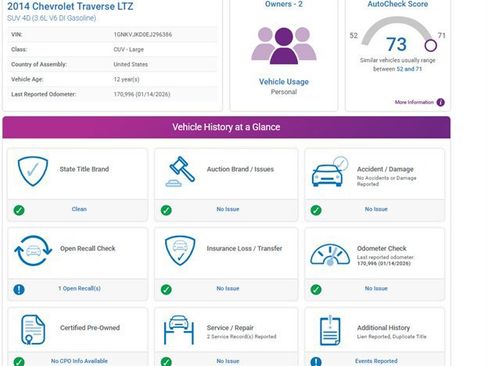 Used 2014 Chevrolet Traverse LTZ w/ LPO, 'HIT The Road' Package image 2