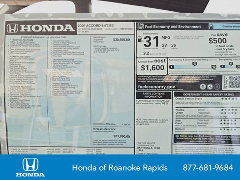 New 2026 Honda Accord SE image 26