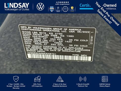 Certified 2022 Volkswagen Atlas SE image 29