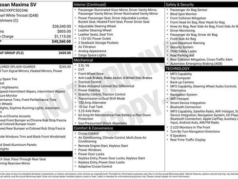 Used 2023 Nissan Maxima SV w/ Floor Mat Group FWD image 29