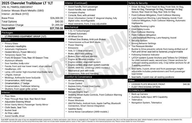 Used 2025 Chevrolet TrailBlazer LT AWD/4WD image 29