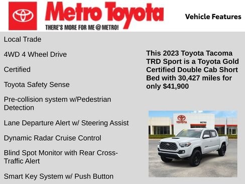 Certified 2023 Toyota Tacoma TRD Sport w/ Advanced Technology Package AWD/4WD image 6