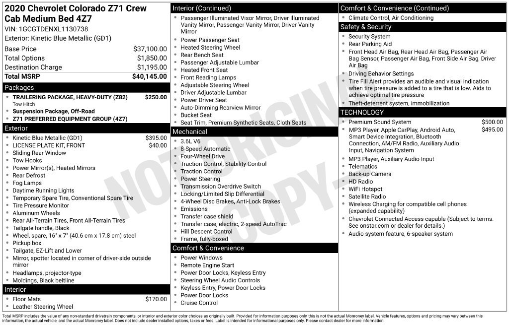 Used 2020 Chevrolet Colorado Z71 AWD/4WD image 8
