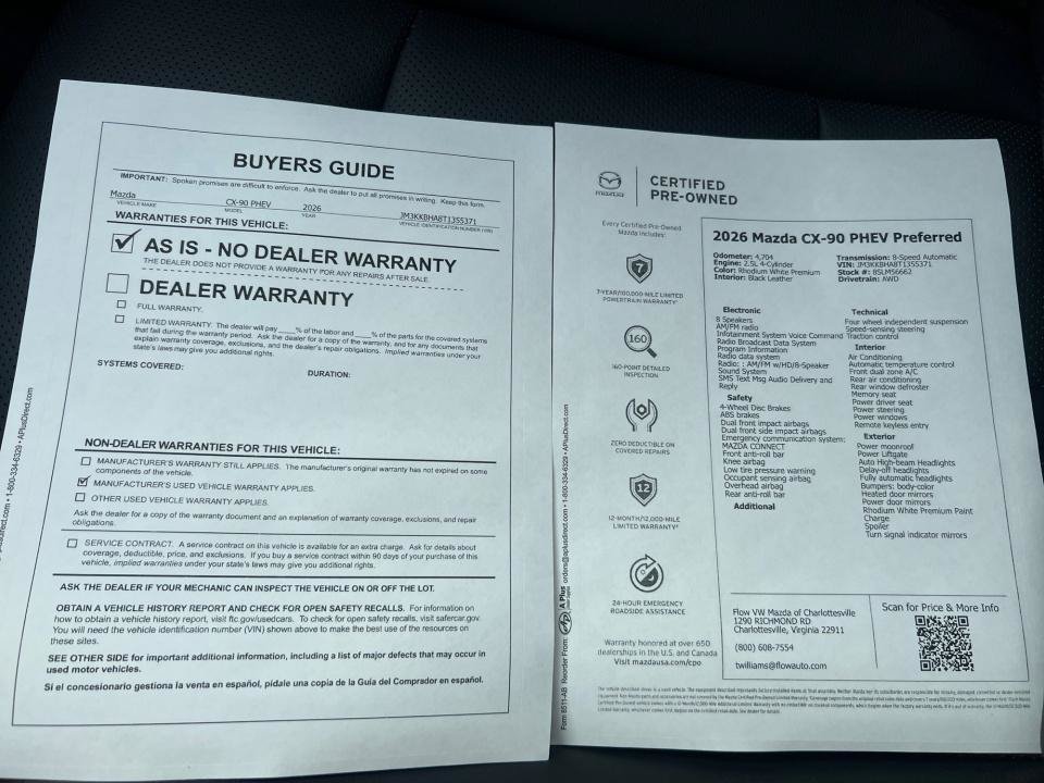 Certified 2026 MAZDA CX-90 Plug-In Hybrid w/ Preferred AWD/4WD image 33