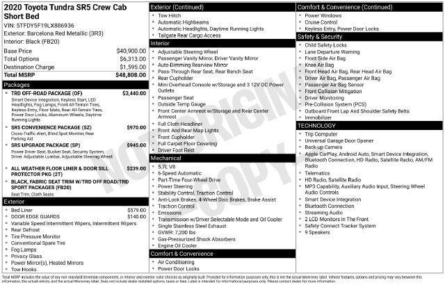 Used 2020 Toyota Tundra SR5 w/ TRD Off-Road Package AWD/4WD image 28