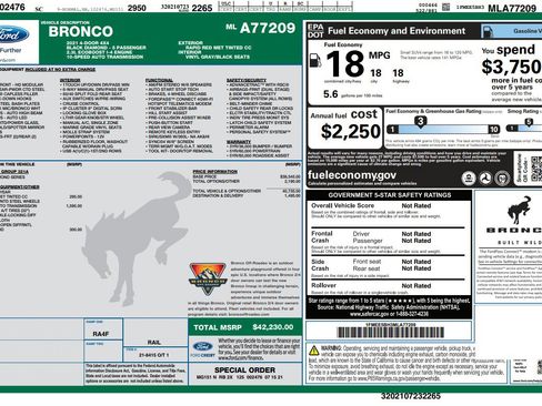 Used 2021 Ford Bronco Black Diamond AWD/4WD image 82