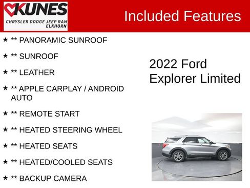 Used 2022 Ford Explorer Limited w/ Equipment Group 301A AWD/4WD image 2