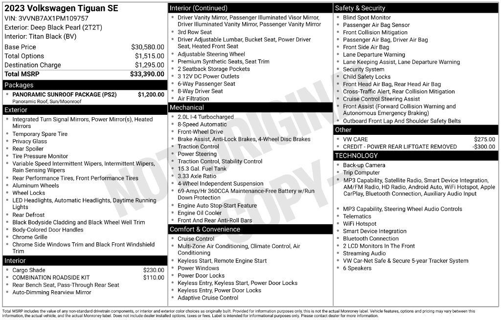 Certified 2023 Volkswagen Tiguan SE w/ Panoramic Sunroof Package FWD image 10