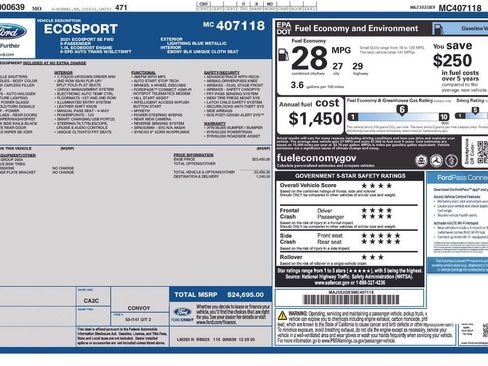 Certified 2021 Ford EcoSport SE FWD image 33