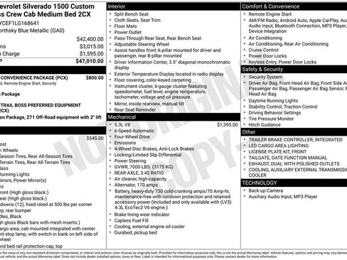 Used 2020 Chevrolet Silverado 1500 Custom Trail Boss w/ Custom Convenience Package image 3