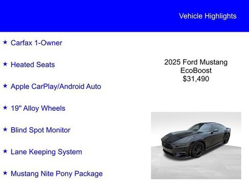 Used 2025 Ford Mustang Coupe RWD image 2