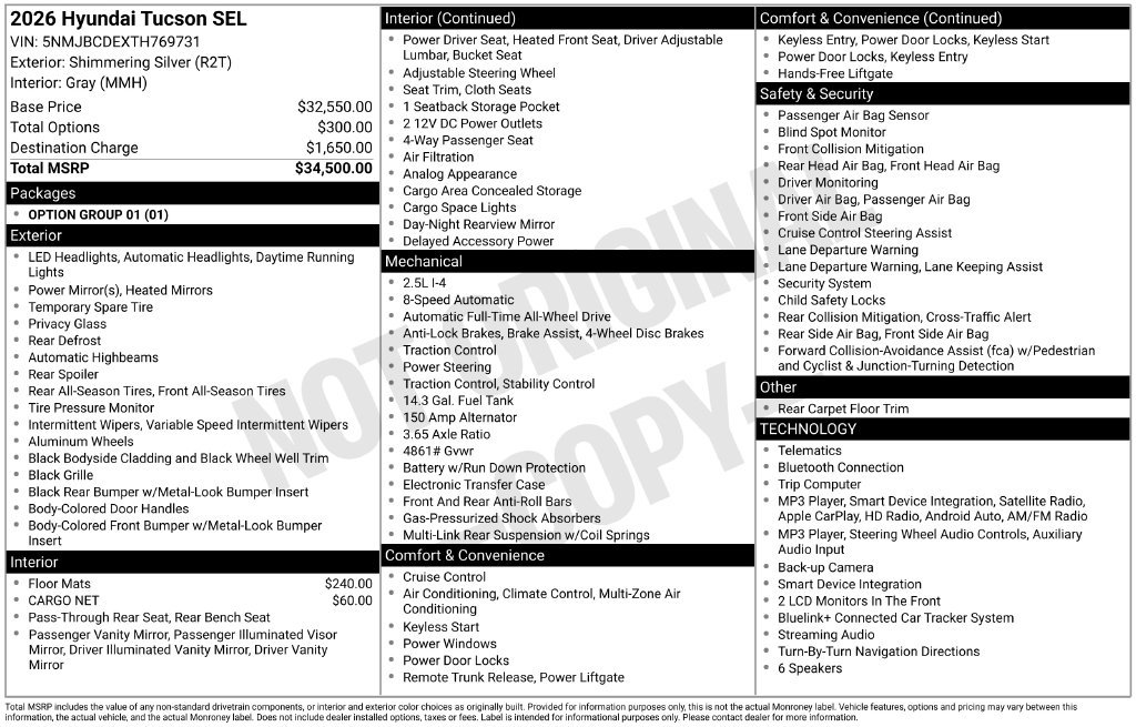 New 2026 Hyundai Tucson SEL AWD/4WD image 17