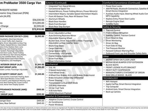New 2026 RAM ProMaster 3500 w/ Quick Order Package 22H SLT+ image 17