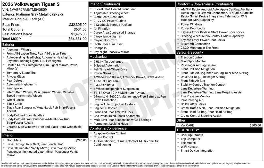 Certified 2026 Volkswagen Tiguan S AWD/4WD image 8