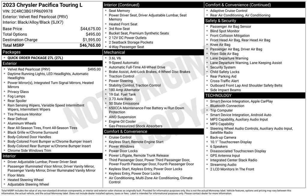 Used 2023 Chrysler Pacifica Touring-L AWD/4WD image 2