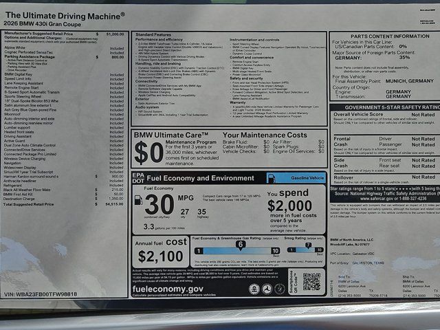 Used 2026 BMW 430i w/ Parking Assistance Package RWD image 18