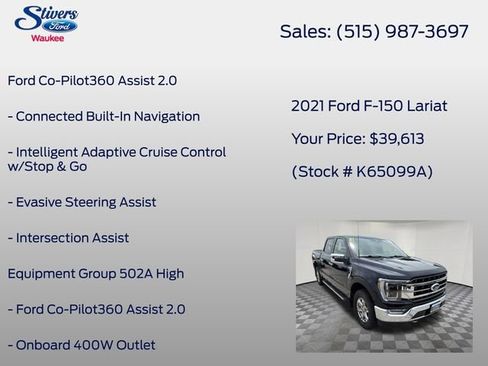 Used 2021 Ford F150 Lariat w/ Equipment Group 502A High AWD/4WD image 8