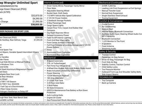 Used 2021 Jeep Wrangler Unlimited Sport AWD/4WD image 3