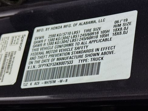 Used 2019 Honda Ridgeline RTL image 40