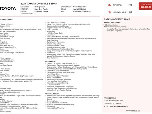 Used 2026 Toyota Corolla LE FWD image 5