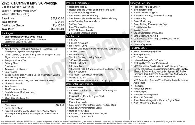 Used 2025 Kia Carnival SX Prestige FWD image 51
