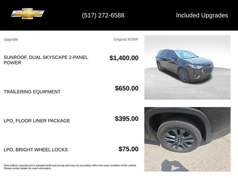 Used 2020 Chevrolet Traverse RS w/ LPO, Floor Liner Package AWD/4WD image 5