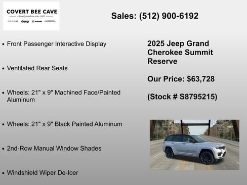 New 2025 Jeep Grand Cherokee Summit AWD/4WD image 30