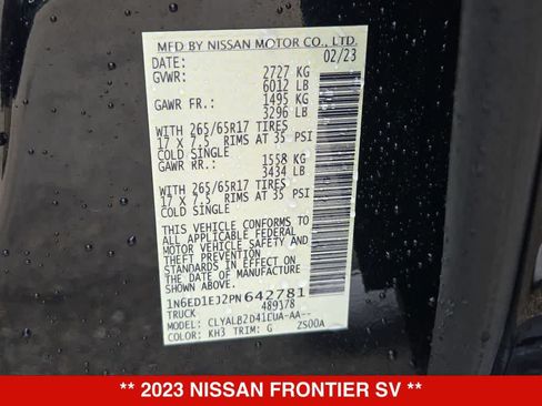 Used 2023 Nissan Frontier SV w/ Technology Package RWD image 34