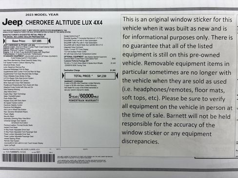 Certified 2023 Jeep Cherokee Altitude Lux AWD/4WD image 2
