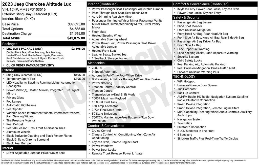 Used 2023 Jeep Cherokee Altitude Lux w/ Lux Elite Package AWD/4WD image 9