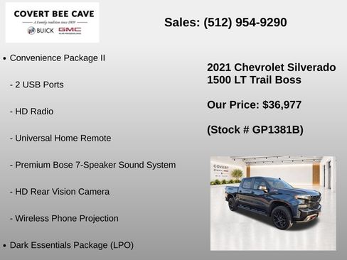 Used 2021 Chevrolet Silverado 1500 LT Trail Boss w/ Convenience Package II AWD/4WD image 19
