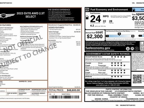 Used 2023 Genesis GV70 2.5T w/ Select Package image 4