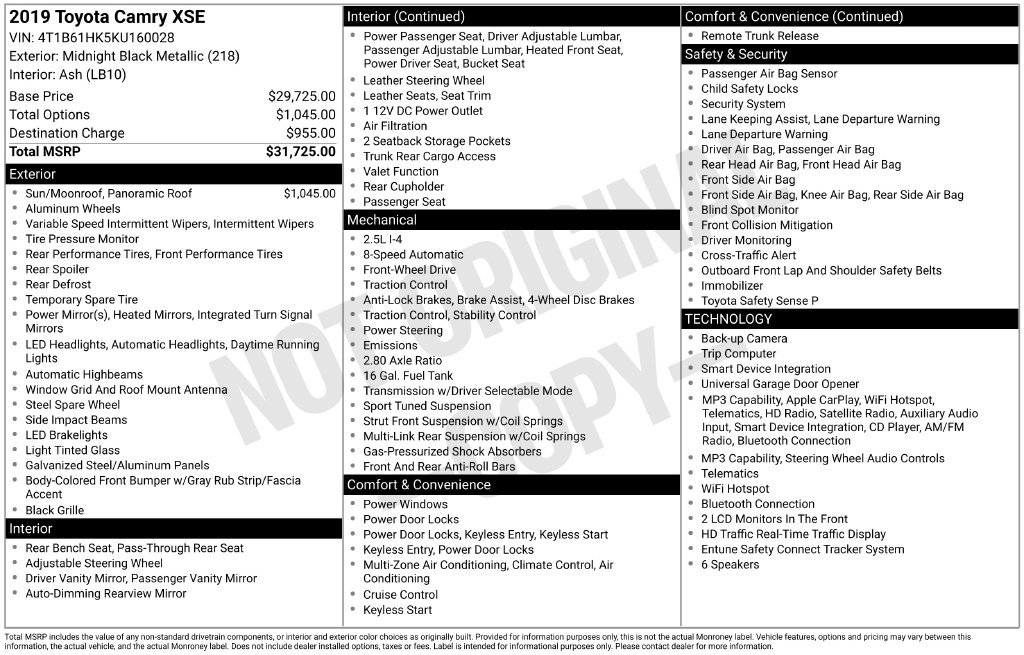 Used 2019 Toyota Camry XSE FWD image 35