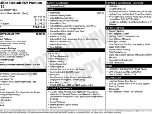Certified 2020 Cadillac Escalade ESV Premium Luxury w/ LPO, Radiant Package AWD/4WD image 3