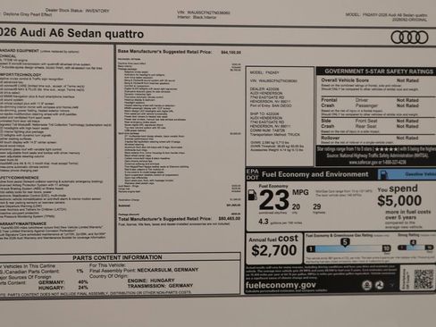 New 2026 Audi A6 Prestige AWD/4WD image 42