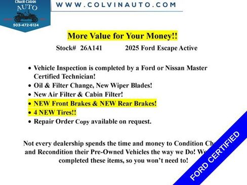 Certified 2025 Ford Escape Active AWD/4WD image 2