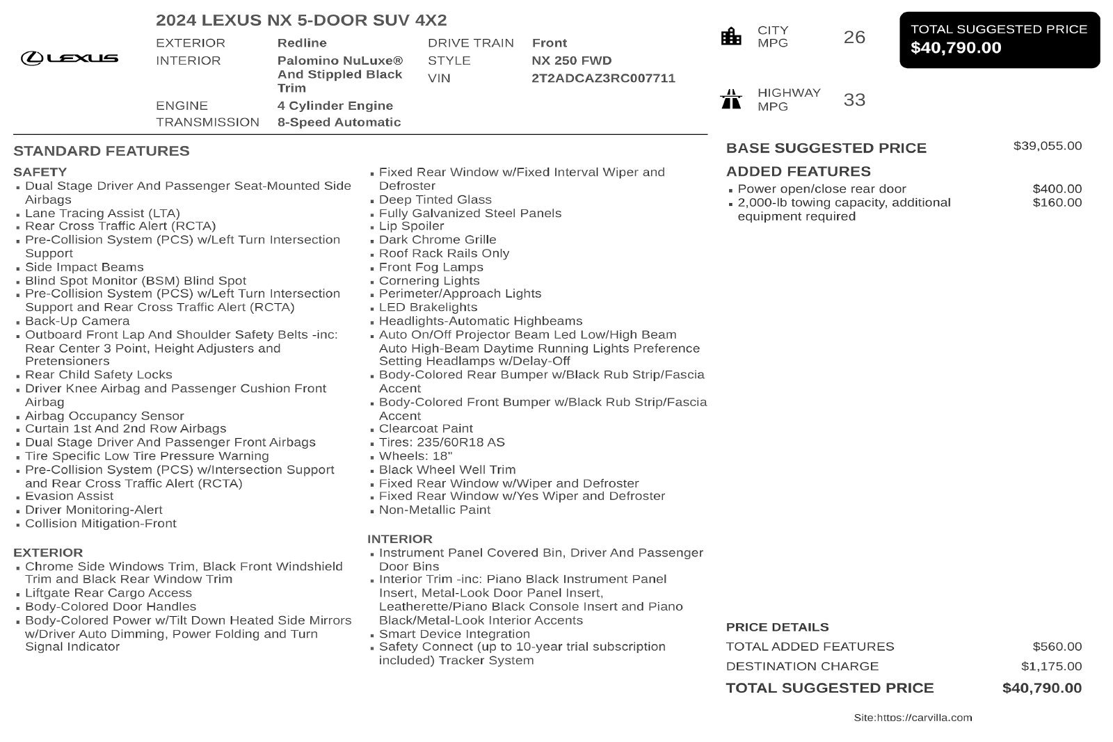 Used 2024 Lexus NX 250 FWD w/ Towing Package (2000 Lbs) image 3