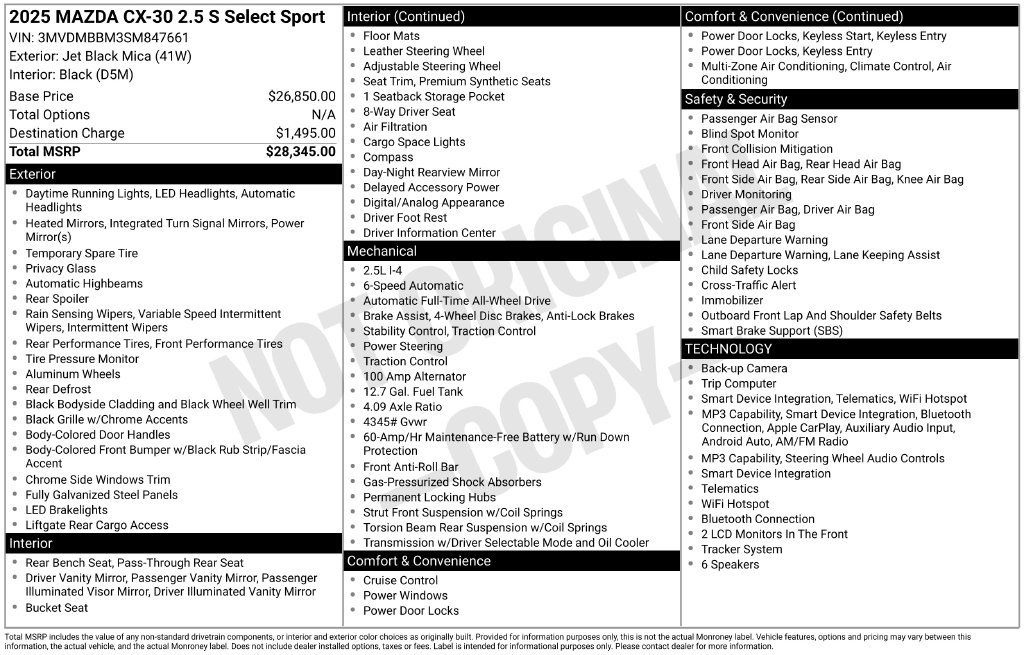 Used 2025 MAZDA CX-30 AWD 2.5 S w/ Select Sport Pkg image 25