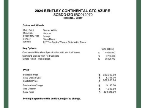Certified 2024 Bentley Continental GT Azure AWD/4WD image 29